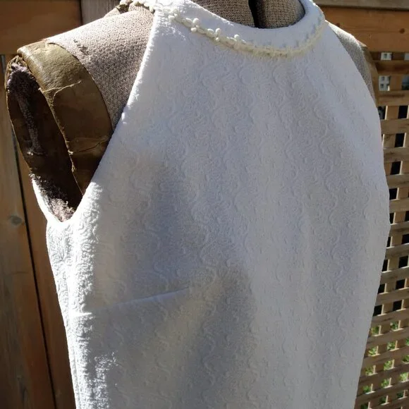 Vintage 60s Dress White Sleeveless Summer 35" Bust 32" Waist Mod GoGo Retro - Picture 3 of 12